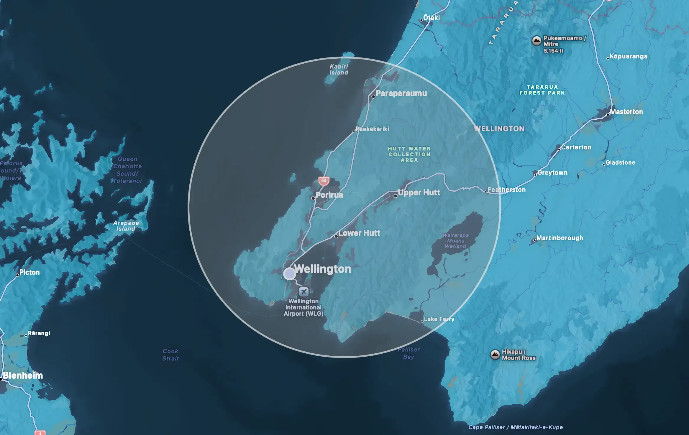 Map of service area: Wellington City, Lower Hutt, Upper Hutt, Porirua, Kapiti, Paraparaumu, Waikanae