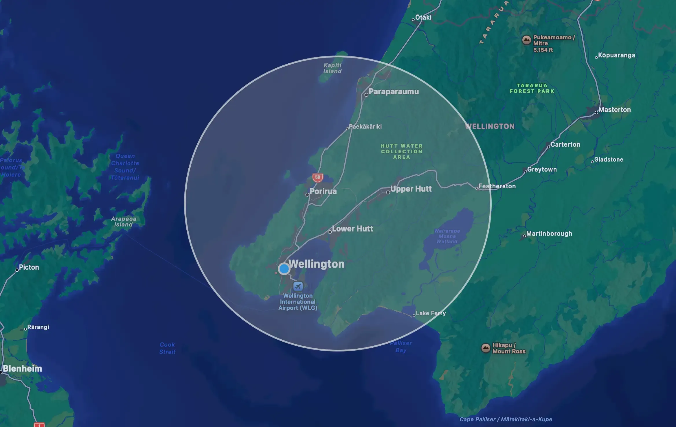 Map of service area: Wellington City, Lower Hutt, Upper Hutt, Porirua, Kapiti, Paraparaumu, Waikanae